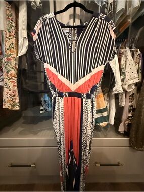 Anthropologie Mixed Print Jogger Jumpsuit XS